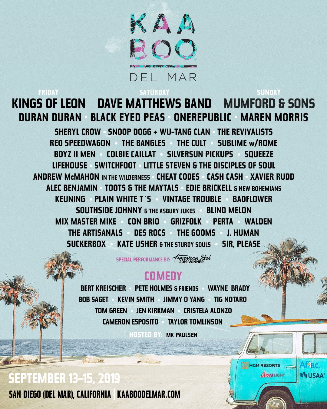 KAABOO Del Mar Lineup Poster Music Connection Magazine